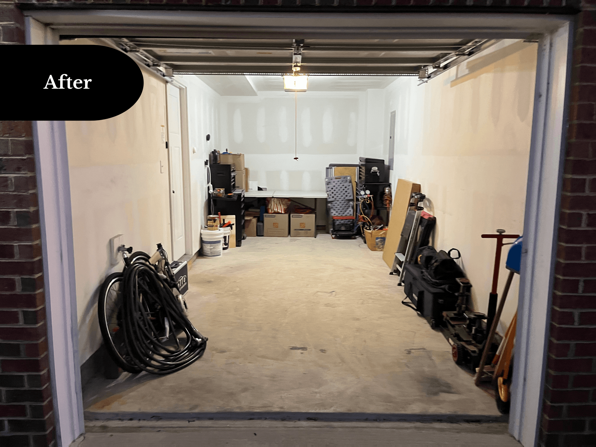 Same garage cleared and organized after transformation